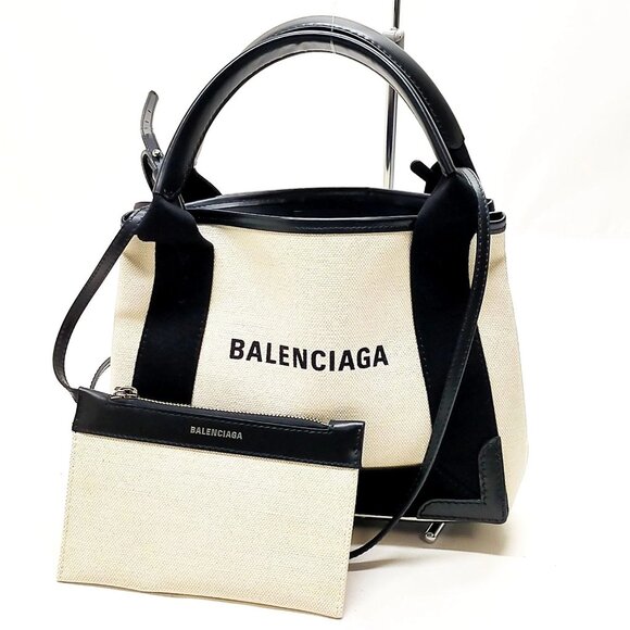 Balenciaga Hand Bag White Canvas 258-070325 - Picture 1 of 13